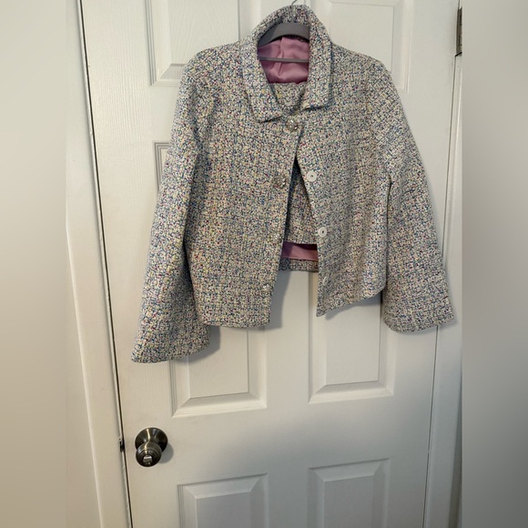Hill House SetMulticolor Rainbow Tweed Bee Jacket and Skirt Medium - Picture 2 of 2